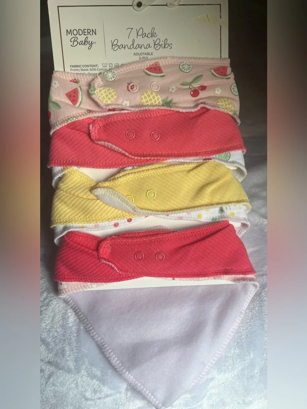 Modern Baby 7 Pack 2 Ply adjustable Bandana Bibs